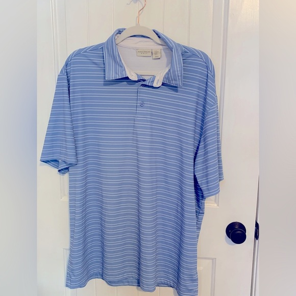 5/$25 Item Rorie Whelan Golf Shirt Blue W/White Stripes - Picture 3 of 4